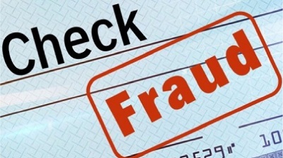 Picture of a check saying check fraud
